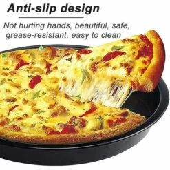 Plaque à Pizza, Plaque à Pizza Ronde En Acier Au Carbone Antiadhésif, Base Plate, Cuisson Plaque Pan Pizza Avec Binaural Round Pizza Moule, Ensemble De Moules à Gâteau 1 Pièce，Fontainebleau -Four à pizza Soldes 2022 54693735 3