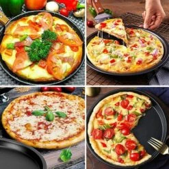 Plaque à Pizza, Plaque à Pizza Ronde En Acier Au Carbone Antiadhésif, Base Plate, Cuisson Plaque Pan Pizza Avec Binaural Round Pizza Moule, Ensemble De Moules à Gâteau 1 Pièce，Fontainebleau -Four à pizza Soldes 2022 54693735 4