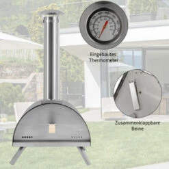 MERKMAK Four A Pizza Exterieur Avec Pierre A Pizza De 13 Pouces Thermometre Pelle A Pizza Acier Inoxydable 82 X 51 X 41 Cm -Four à pizza Soldes 2022 54820264 4