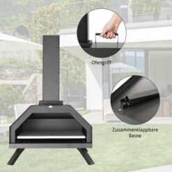 MERKMAK Four A Pizza Exterieur Avec Pierre A Pizza De 11 Pouces Fer A Revetement En Poudre Noir 66 X 46 X 33 Cm -Four à pizza Soldes 2022 54820268 3