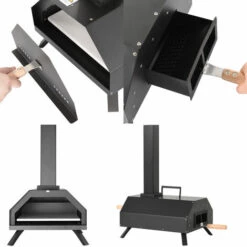 MERKMAK Four A Pizza Exterieur Avec Pierre A Pizza De 11 Pouces Fer A Revetement En Poudre Noir 66 X 46 X 33 Cm -Four à pizza Soldes 2022 54820268 5