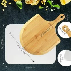 Gizcam 11 X 15 Pouces Pizza Stones & Scoop Set - Bambou Pizza Paddle - Blanc Cordiérite Four & Grill Pizza Stone 38 X 30 X 1,5 Cm -Four à pizza Soldes 2022 55299042 2