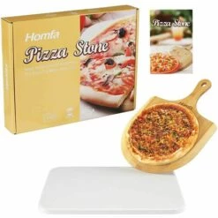 Gizcam 11 X 15 Pouces Pizza Stones & Scoop Set - Bambou Pizza Paddle - Blanc Cordiérite Four & Grill Pizza Stone 38 X 30 X 1,5 Cm -Four à pizza Soldes 2022 55299042 5