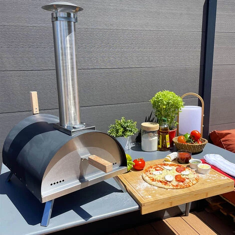 RED DECO Four à Pizza Extérieur Granulés STROMBOLI Noir Acier Inoxydable L82xl40,5cm - Noir 3 RED DECO Four à Pizza Extérieur Granulés STROMBOLI Noir Acier Inoxydable L82xl40,5cm - Noir – Image 2
