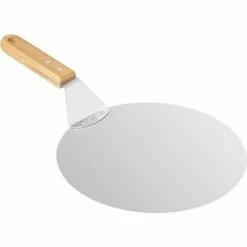 CHANCEY Pelle à Pizza, Palette à Pizza Ronde Avec Poignée En Bois Et Plateau Métallique En Acier Inoxydable Pour Les Pizzas Faites Maison, Les Pâtisseries, La Pâte Etc, 10 Pouces,SEMAket