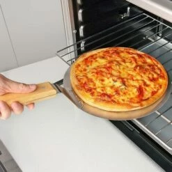CHANCEY Pelle à Pizza, Palette à Pizza Ronde Avec Poignée En Bois Et Plateau Métallique En Acier Inoxydable Pour Les Pizzas Faites Maison, Les Pâtisseries, La Pâte Etc, 10 Pouces,SEMAket -Four à pizza Soldes 2022 56094539 4
