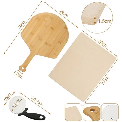 Randaco Pierre à Pizza 1,5 Cm épaisseur Cuisson Au Four Avec Spatule En Bois Pour Pizza Et Flammeküche,COUPE-PIZZA MULTIFONCTION 4 Randaco Pierre à Pizza 1,5 Cm épaisseur Cuisson Au Four Avec Spatule En Bois Pour Pizza Et Flammeküche,COUPE-PIZZA MULTIFONCTION – Image 2