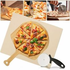 Randaco Pelle Pour Pierre à Pizza Pierre à Pâtisserie Professionnelle Gril à Gaz Cordierite Deluxe Pizza Shovel Set
