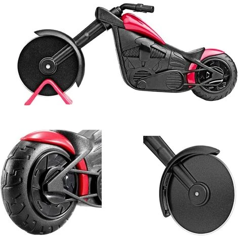 LTS FAFA Roulettes à Pizza,Roulette à Pizza Moto,Couteau à Pizza Inox,Lames Tranchantes Avec Revêtement Antiadhésif Et Béquille, Décoration Et Cadeau Créatif(21.5 * 8.5cm, Noir Et Rouge) 5 LTS FAFA Roulettes à Pizza,Roulette à Pizza Moto,Couteau à Pizza Inox,Lames Tranchantes Avec Revêtement Antiadhésif Et Béquille, Décoration Et Cadeau Créatif(21.5 * 8.5cm, Noir Et Rouge) – Image 3