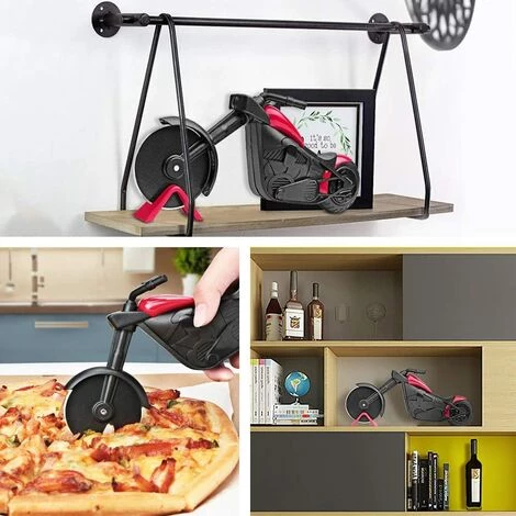 LTS FAFA Roulettes à Pizza,Roulette à Pizza Moto,Couteau à Pizza Inox,Lames Tranchantes Avec Revêtement Antiadhésif Et Béquille, Décoration Et Cadeau Créatif(21.5 * 8.5cm, Noir Et Rouge) 7 LTS FAFA Roulettes à Pizza,Roulette à Pizza Moto,Couteau à Pizza Inox,Lames Tranchantes Avec Revêtement Antiadhésif Et Béquille, Décoration Et Cadeau Créatif(21.5 * 8.5cm, Noir Et Rouge) – Image 5