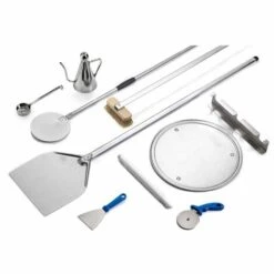 GI.METAL Accessoires Pour Four Pizza Pizzéria 10 Pièces 2 Pelles Aluminium/Laiton/Inox - Argent