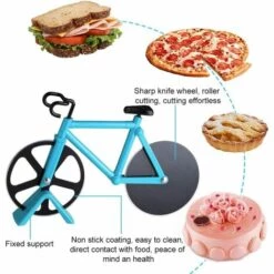 TINOR Couteau à Pizza Pour Vélo, Couteau à Pizza Pour Vélo, Trancheuse à Pizza, Double Couteau à Pizza En Acier Inoxydable, Lame Ultra Tranchante Avec Revêtement Antiadhésif Et Support (bleu) -Four à pizza Soldes 2022 57219633 2