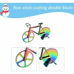 TINOR Roulette à Pizza Vélo, Couteau à Pizza Antiadhésif De Vélo Avec Support, Lames Super Tranchantes, Convient Pour Couper La Pizza -Four à pizza Soldes 2022 57219674 3