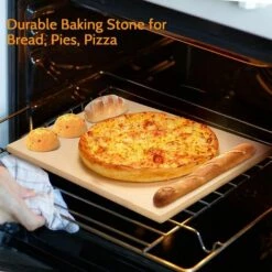 VIEWEE Set De Pierres à Pizza, Pierre à Pizza En Cordiérite De Goût Italien Avec Lame En Bambou Et Recettes, Outil De Cuisson Pour Le Four Et Le Gril à Gaz, Emballage Exquis, 38 X 30 X 1,5 Cm -Four à pizza Soldes 2022 57502887 4