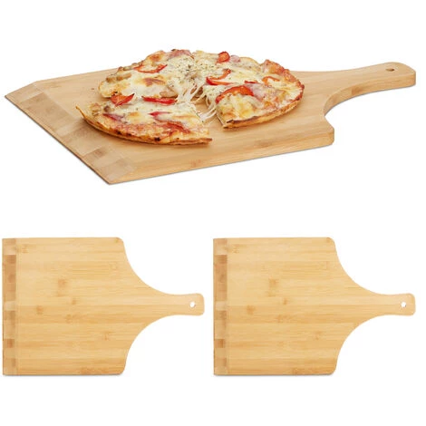 Relaxdays Pelle à Pizza En Bambou 45 Cm, Lot De 3, Grande Planche Cuisson Au Four Pain Tarte Flambée Poignée, Nature 3 Relaxdays Pelle à Pizza En Bambou 45 Cm, Lot De 3, Grande Planche Cuisson Au Four Pain Tarte Flambée Poignée, Nature