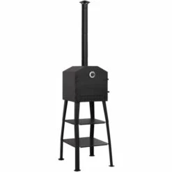 VidaXL Four à Pizza D'extérieur Charbon De Bois 2 Pierres Réfractaires - Noir