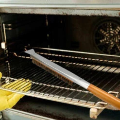 Thsinde Brosse De Nettoyage Pour Four à Pizza Avec Grattoir, Poignée En Bois De Caoutchouc Couleur Spray + Fil En Acier Inoxydable Avec Clip En Silicone -Four à pizza Soldes 2022 58371626 3