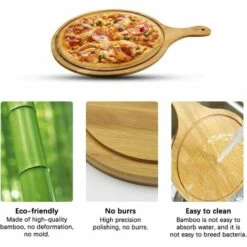 MACARON Planche à Pizza En Bambou 30 Cm, Planche à Pizza Ronde En Bois Pour Pizzas Et Tartes Flambées, Avec Poignée Pour La Cuisson Des Pizzas, Du Pain, De La Coupe Des Fruits, Des Légumes, Du Fromage LO-Ron -Four à pizza Soldes 2022 59164224 3