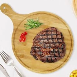 TRIOMPHE Planche à Pizza En Bambou 30 Cm,T-Audace Planche à Pizza Ronde En Bois Pour Pizzas Et Tartes Flambées, Avec Poignée Pour La Cuisson Des Pizzas, Du Pain, De La Coupe Des Fruits, Des Légumes, Du Fromage -Four à pizza Soldes 2022 59252330 5