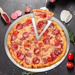 STARLIGHT SL.GT 2pcs Plat à Pizza Rond En Acier Inoxydable Pour Pizza,Plateaux De Four à Pizza Ronds Antiadhésifs Plaque De Cuisson(26cm*2cm) -Four à pizza Soldes 2022 59963742 4