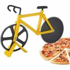 DENUOTOP Roulettes à Pizza Roulette à Pizza Vélo,Roulette à Pizza Original,Couteau à Pizza En Forme De Vélo,Roulette Pizza Professionnel,Roulette Pizza Inoxcoupe, Pizza Vélo (Jaune)