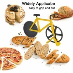 DENUOTOP Roulettes à Pizza Roulette à Pizza Vélo,Roulette à Pizza Original,Couteau à Pizza En Forme De Vélo,Roulette Pizza Professionnel,Roulette Pizza Inoxcoupe, Pizza Vélo (Jaune) -Four à pizza Soldes 2022 60008679 3