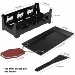 PREMIER Fromage Plateau De Cuisson En Acier, Raclette à Fromage En Bois Avec Spatule En Silicone Plateau De Cuisson Poêle Avec Poignée En Bois Ensemble De Plaques De Cuisson Antiadhésives-Noir -Four à pizza Soldes 2022 60544181 2