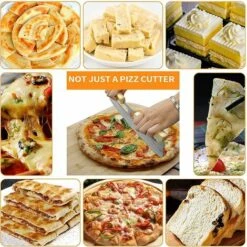 AOUGO Coupe Pizza, Couteau à Pizza En Acier Inoxydable Lame De Coupe-couteau à Pizza Avec Manche En Bois Et Housse De Protection Couteau Pizza Pour Gâteau Pâte 35*11 Cm -Four à pizza Soldes 2022 60577380 5