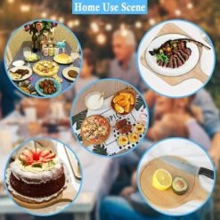 AOUGO Planche à Pizza En Bambou, Plateau à Pizza, Plat à Pizza Rond, Plateau à Pizza Avec Poignée, Utilisé Pour Cuire Des Pizzas, Du Pain, Couper Des Fruits, Des Légumes, Du Fromage -Four à pizza Soldes 2022 60577951 5