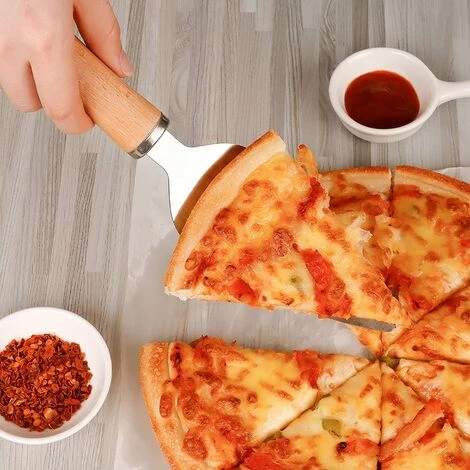 AOUGO Coupe-pizza Set De 2, Rouleau à Pizza Et Pelle à Pizza Avec Lame En Acier Inoxydable Et Manche En Bois, Pizza Cutter Pour Couper La Pizza Gâteau Pain (couleur Bois) 7 AOUGO Coupe-pizza Set De 2, Rouleau à Pizza Et Pelle à Pizza Avec Lame En Acier Inoxydable Et Manche En Bois, Pizza Cutter Pour Couper La Pizza Gâteau Pain (couleur Bois) – Image 5
