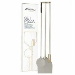 GI.METAL Kit Set 4 Pcs Maison Pizza Pelle Brosse Pelle Longueur. Acier Aluminisé De 120 Cm Fabriqué En Italie Qualité Professionnelle