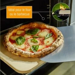JOORRT Pierre à Pizza Pour Four à Pizza Et Gril - Avec Pelle à Pizza Bois, Papier Cuisson Réutilisable Et Livre De Recettes - Pierre Réfractaire En Cordiérite Pour Pizza à L'Italienne Croustillante -Four à pizza Soldes 2022 60668010 3