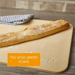 JOORRT Pierre à Pizza Pour Four à Pizza Et Gril - Avec Pelle à Pizza Bois, Papier Cuisson Réutilisable Et Livre De Recettes - Pierre Réfractaire En Cordiérite Pour Pizza à L'Italienne Croustillante -Four à pizza Soldes 2022 60668010 5