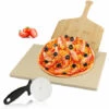 Hengda Pierre à Pizza 1.5 Cm épaisseur Pierre à Pain Rectangle Pelle à Pizza En Bois Cuisson Au Four Flammèches Spatule Pizza En Bois, Nature - Kaki