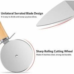 SINCèREETALI Coupe-pizza Set De 2, Rouleau à Pizza Et Pelle à Pizza Avec Lame En Acier Inoxydable Et Manche En Bois, Pizza Cutter Pour Couper La Pizza Gâteau Pain (couleur Bois) -Four à pizza Soldes 2022 63817942 3