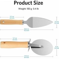SINCèREETALI Coupe-pizza Set De 2, Rouleau à Pizza Et Pelle à Pizza Avec Lame En Acier Inoxydable Et Manche En Bois, Pizza Cutter Pour Couper La Pizza Gâteau Pain (couleur Bois) -Four à pizza Soldes 2022 63817942 4