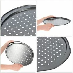 SINCèREETALI Plaque à Pizza Perforée, Plaque à Pizza Avec Poignées Confortables, Plaque à Pâtisserie, Plaque à Pizza Circulaire, Plaque à Pizza En Couche Anti Adhésive (⌀ 33cm) -Four à pizza Soldes 2022 63818423 3