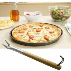 SINCèREETALI Essoreuse à Pizza En Aluminium De 11,8 Pouces, Crochet à Pizza Avec Manche En Bois Et Lanière, Outil De Rotation Léger Pour Essoreuse à Pizza, Accessoires Pour Four à Pâte à Pain -Four à pizza Soldes 2022 63819862 3