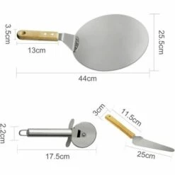 SINCèREETALI 3 Pièces Coupe-pizza, Pelle à Pizza, Pelle à Gâteau En Acier Inoxydable Manche En Bois, Idéal Pour Tarte, Pizza Ou Gâteau -Four à pizza Soldes 2022 63820238 5