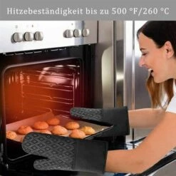 FOZIY Gants De Four Lot De 4 Gants De Four Résistants à La Chaleur Gants De Cuisine Antidérapants En Coton Jusqu'à 300 °C, Une Paire De Gants De Four Et 2 Maniques Pour Cuisiner Cuire Griller，Fonepro -Four à pizza Soldes 2022 63838462 3
