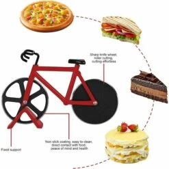 HAZEL Coupe-pizza à Vélo, Deux Roues De Coupe En Acier Inoxydable Avec Un Présentoir Pour Les Amateurs De Pizza, Vacances, Pendaison De Crémaillère, Cadeau Pour Homme -Four à pizza Soldes 2022 64197966 4