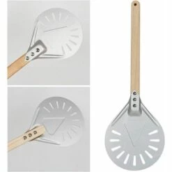 NAXUNNN 7/8/9 Pouces Perforé Pizza Tournant Peel,Pizza Pelle En Aluminium Manche En Bois Pelle À Pizza Paddle, Court Pizza Outil, Non Slip Poignée - 8 Pouces 40cm -Four à pizza Soldes 2022 64519067 2
