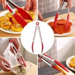 AOUGO Pinces De Cuisine En Acier Inoxydable 9 Pouces, Pinces à Barbecue Avec Embouts En Silicone - Pince En Silicone De Qualité Alimentaire - Avec Cadenas Et Poignée Antidérapante(Rouge) -Four à pizza Soldes 2022 64615969 4