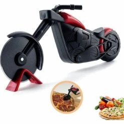 ABCRITAL Coupe-pizza, Coupe-pizza Manuel, Coupe-pizza Moto, Coupe-pizza Créatif, Rouleau à Pizza Amusant, Cadeau Créatif, Avec Support, Utilisé Pour Couper La Pizza, La Pâtisserie, La Pâte (Noir Rouge)