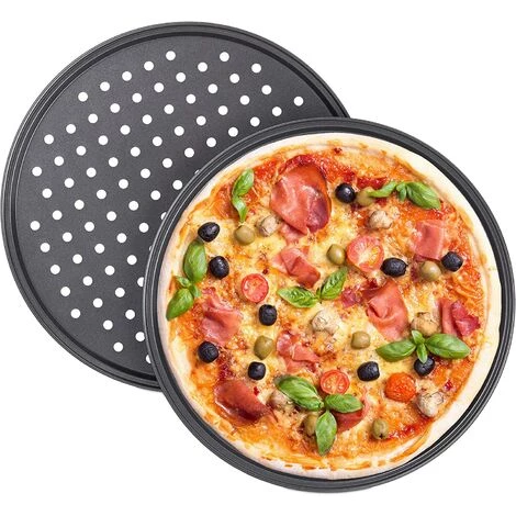 BDD 2 Pièces Moule à Pizza Ronde Perforée Fond Antiadhésif Moule à Pizza 32 Cm De Diamètre Moule à Pizza En Acier Au Carbone Antiadhésif 4 BDD 2 Pièces Moule à Pizza Ronde Perforée Fond Antiadhésif Moule à Pizza 32 Cm De Diamètre Moule à Pizza En Acier Au Carbone Antiadhésif – Image 2