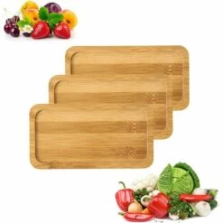 Qualité En Bambou Droit Plateau Durable De Taille Mini Plateau En Bambou Plateau En Bambou Collation Fruits Stable 3 Plateaux De Service Rectangulaires En Bambou Pour Plantes En Pot Snacks Cake Pizza -Adélala -Four à pizza Soldes 2022 66381606 3
