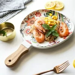 READCLY-Assiette à Steak Avec Manche En Bois Feuille Pan Feuille Pan Steak Plat Pour Pizza Pâtes Salade -Four à pizza Soldes 2022 66651613 3