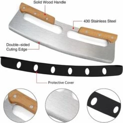 READCLY-Coupe Pizza, Couteau à Pizza En Acier Inoxydable Lame De Coupe-couteau à Pizza Avec Manche En Bois Et Housse De Protection Couteau Pizza Pour Gâteau Pâte 35*11 -Four à pizza Soldes 2022 66651636 3