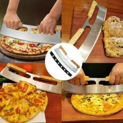 READCLY-Coupe Pizza, Couteau à Pizza En Acier Inoxydable Lame De Coupe-couteau à Pizza Avec Manche En Bois Et Housse De Protection Couteau Pizza Pour Gâteau Pâte 35*11 -Four à pizza Soldes 2022 66651636 5