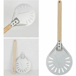 Ensoleillé 7/8/9 Pouces Perforé Pizza Tournant Peel,Pizza Pelle En Aluminium Manche En Bois Pelle À Pizza Paddle, Court Pizza Outil, Non Slip Poignée - 8 Pouces 40cm -Four à pizza Soldes 2022 66990646 3